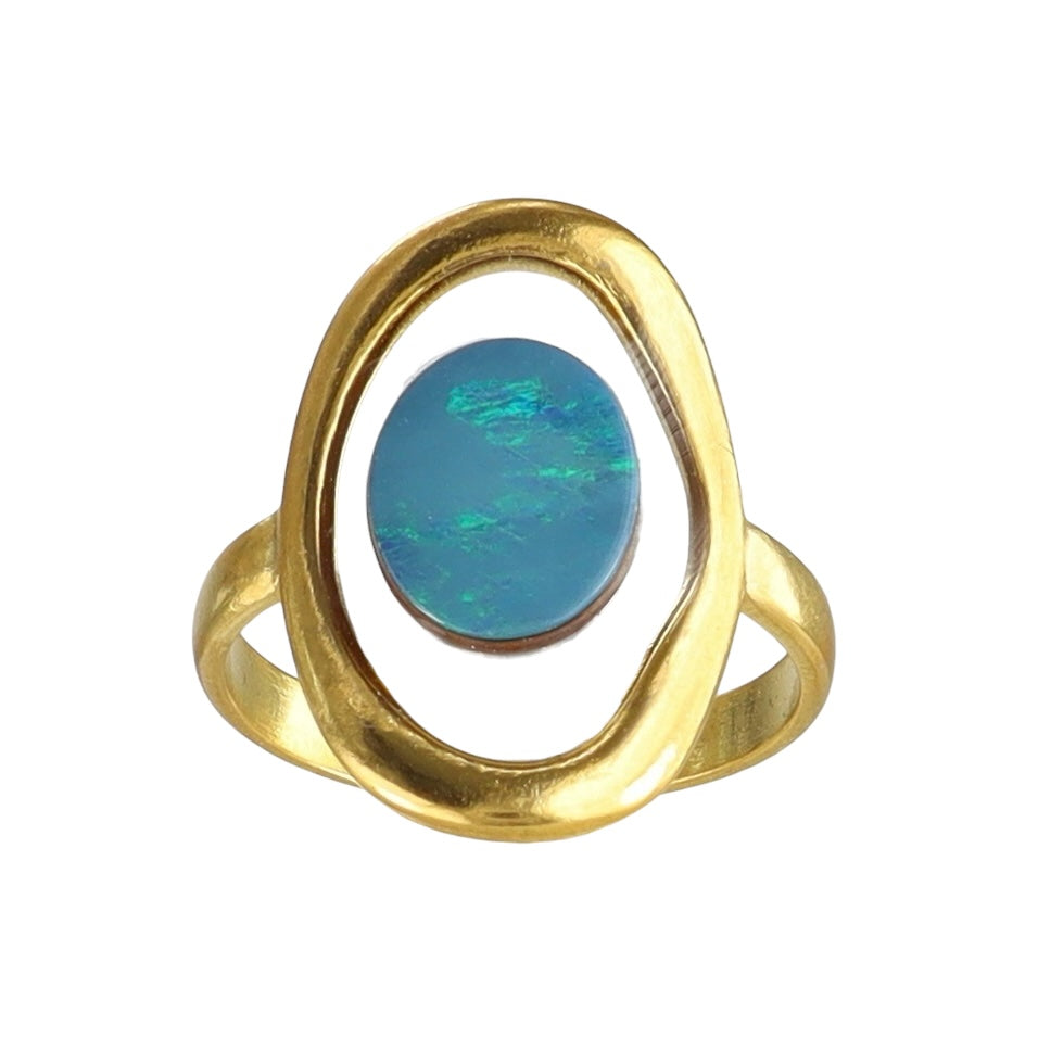 Carribean Glow Genuine Opal Ring