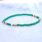 Teal, Gold & Tan Skinny Clay Bracelet