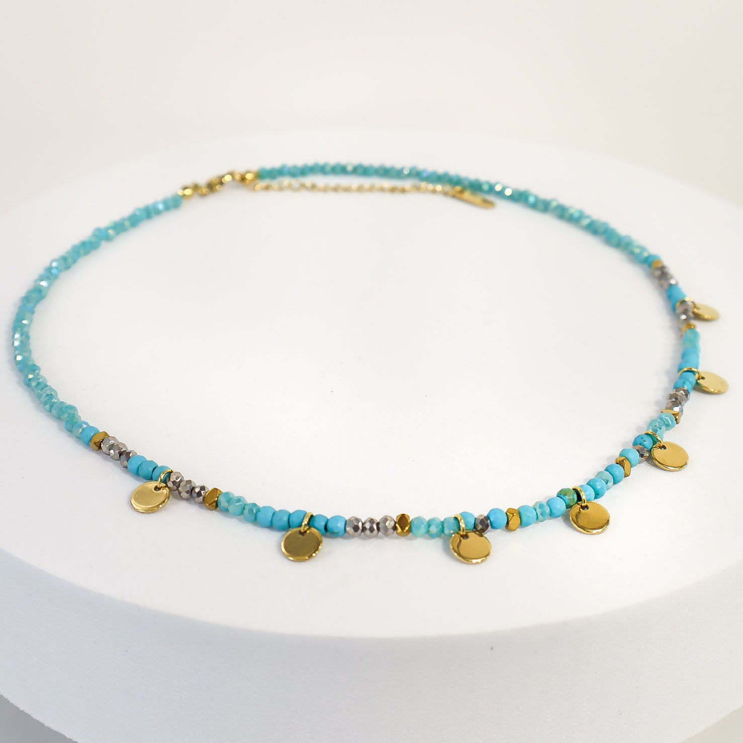 Turquoise & Gold Crystal Necklace