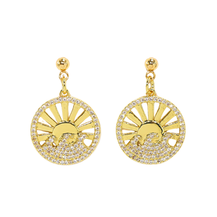 Golden Sunset Crystal & Gold Post Earrings