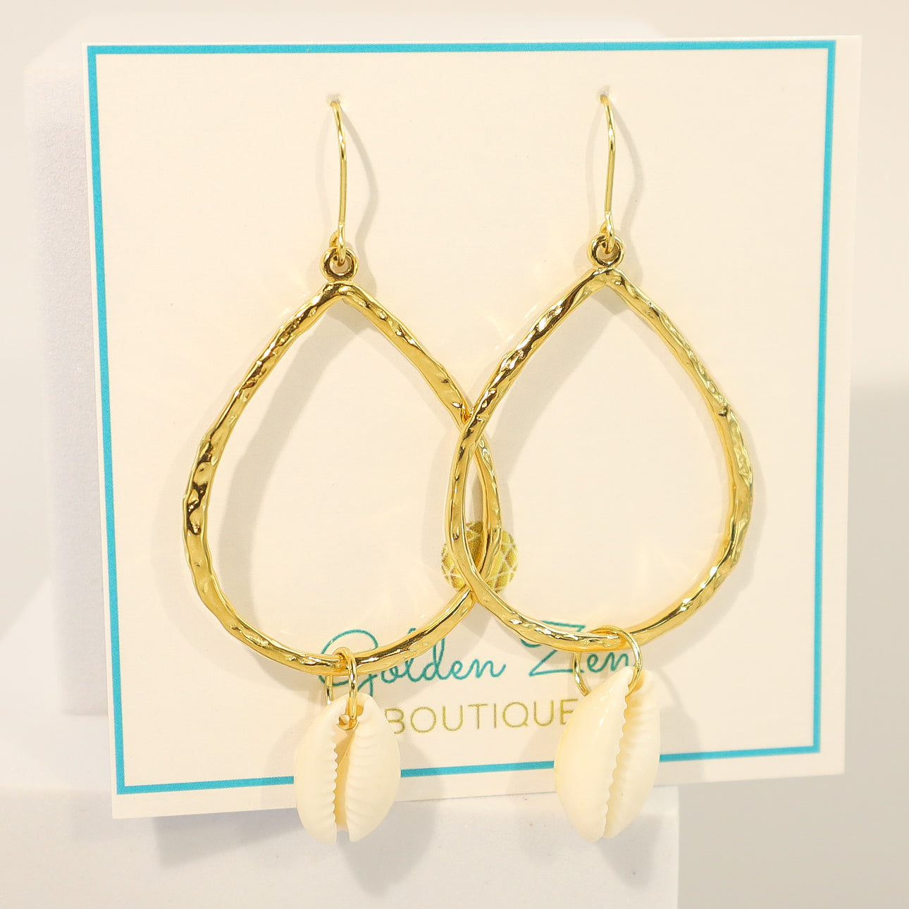 Gold Cowrie Shell Dangle Earrings