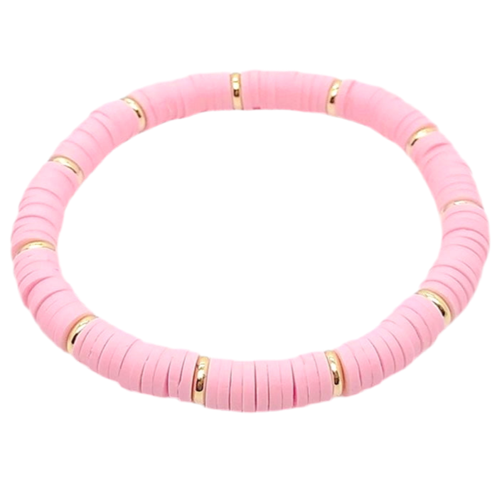 Light Pink & Gold Clay Bracelet