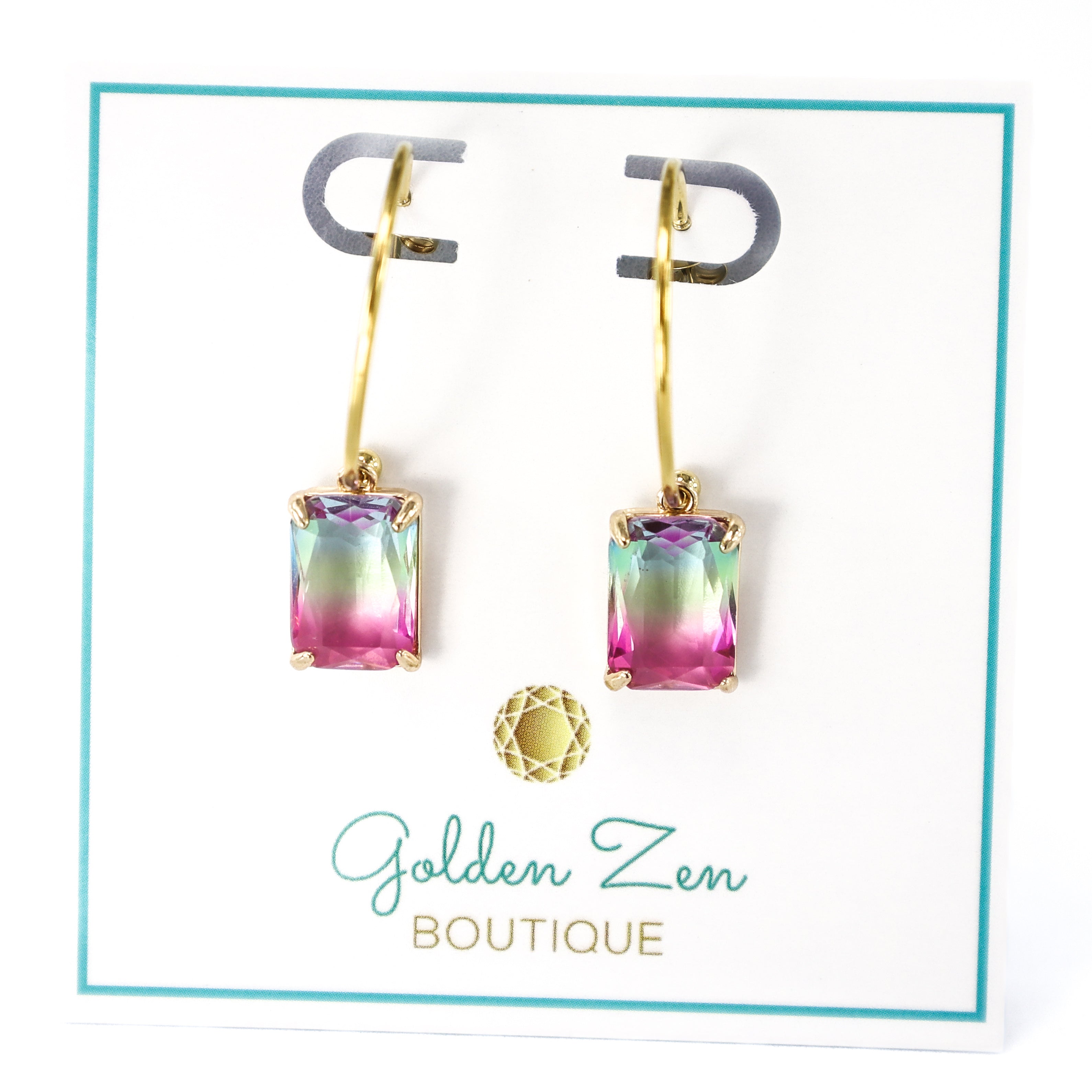 Multicolor Gradient Gemstone Hoop Earrings