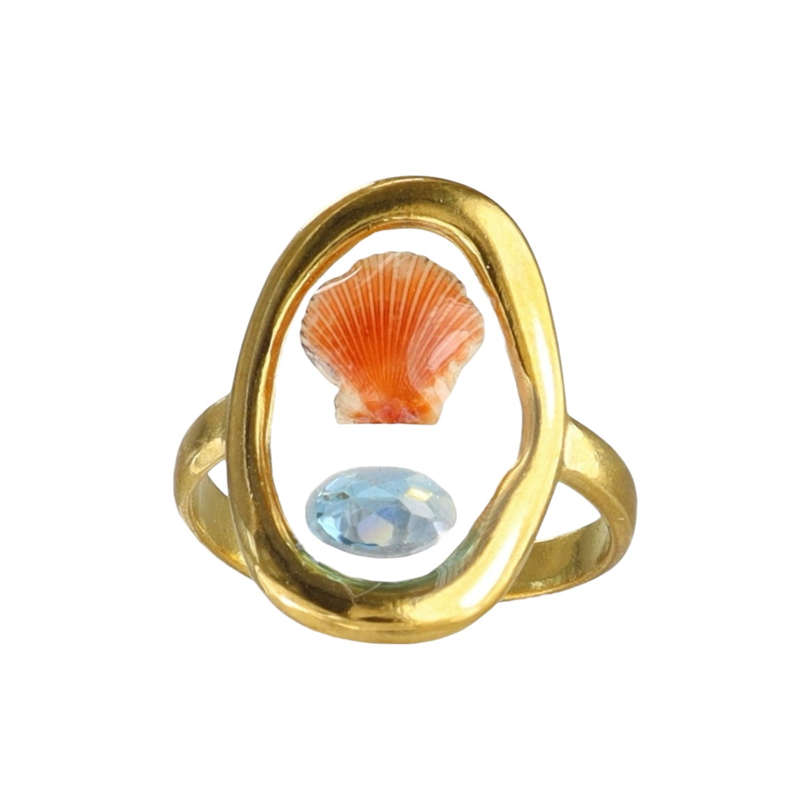 Seaside Blue Topaz Shell Ring