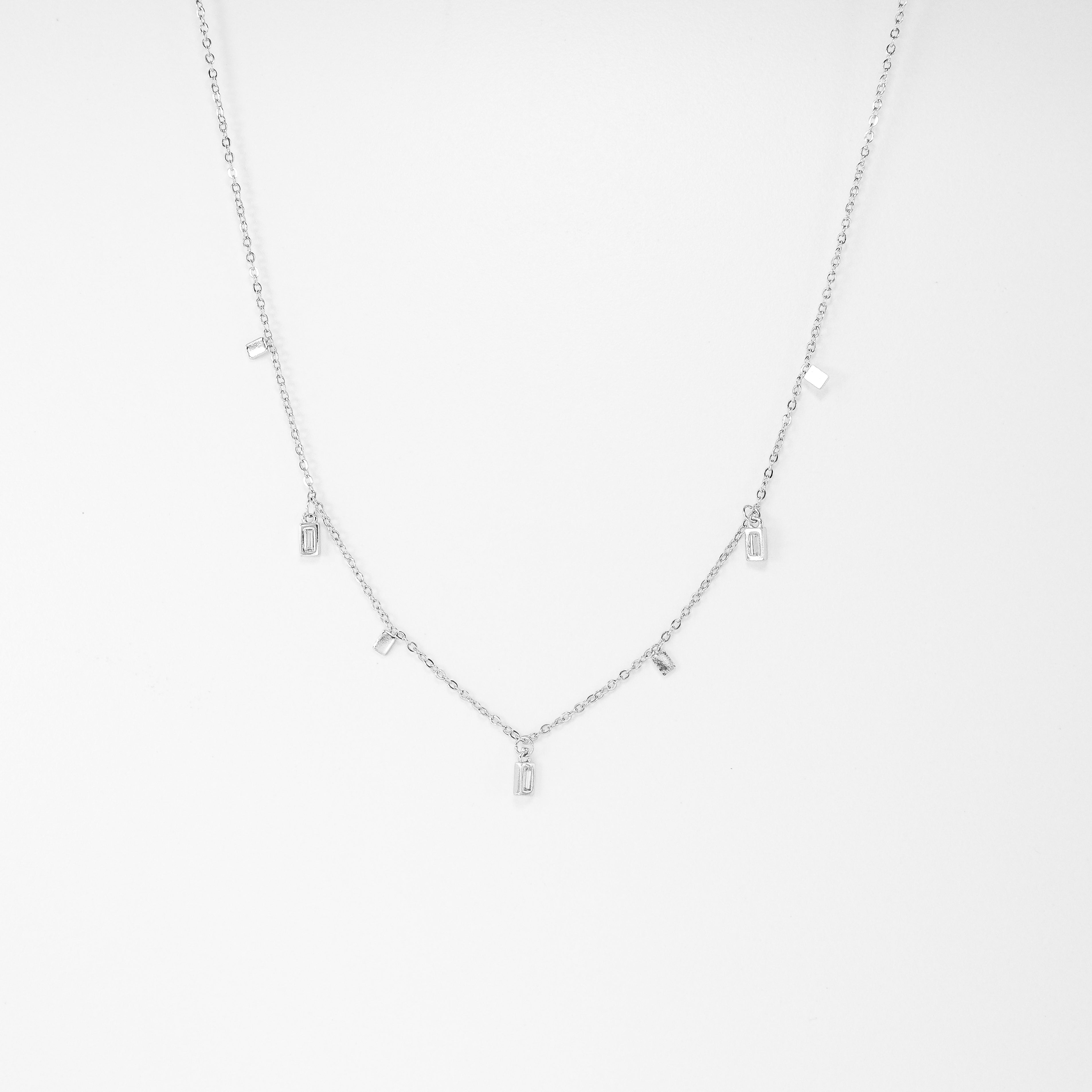 Silver on sale Crystal Baguette Necklace