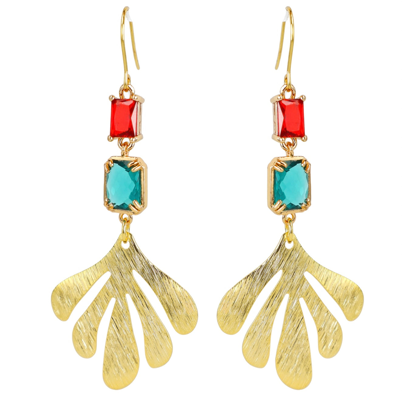 Red, Green & Gold Crystal Christmas Earrings