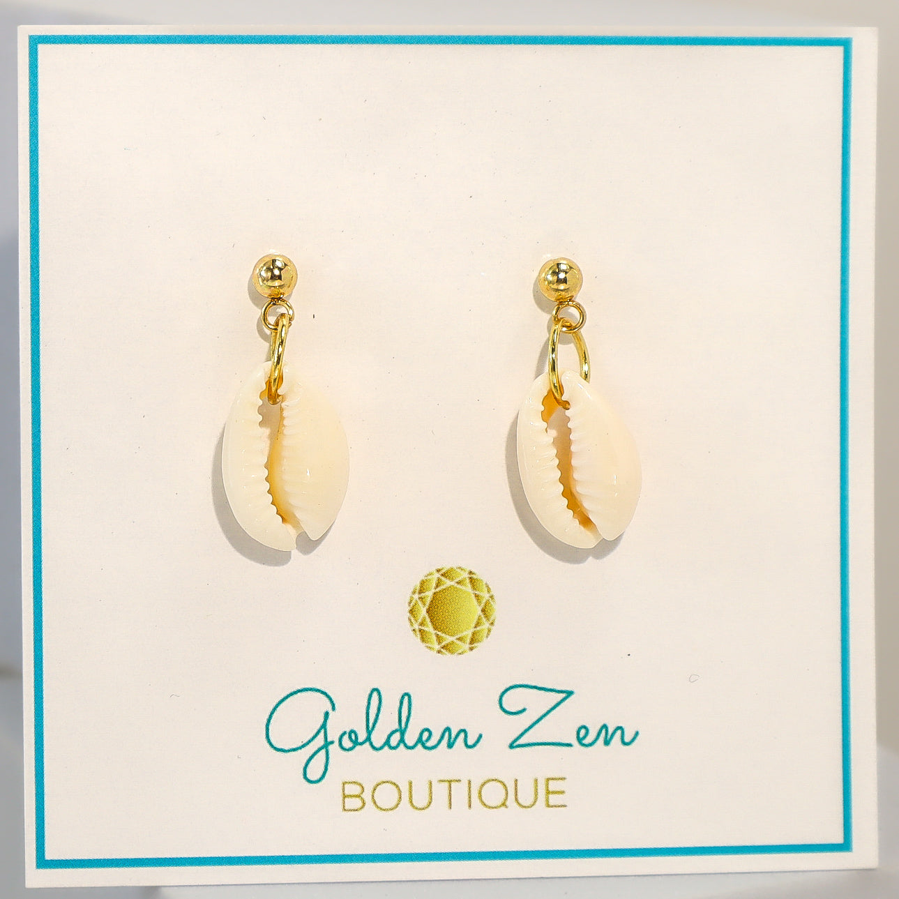 Gold Cowrie Shell Post Earrings