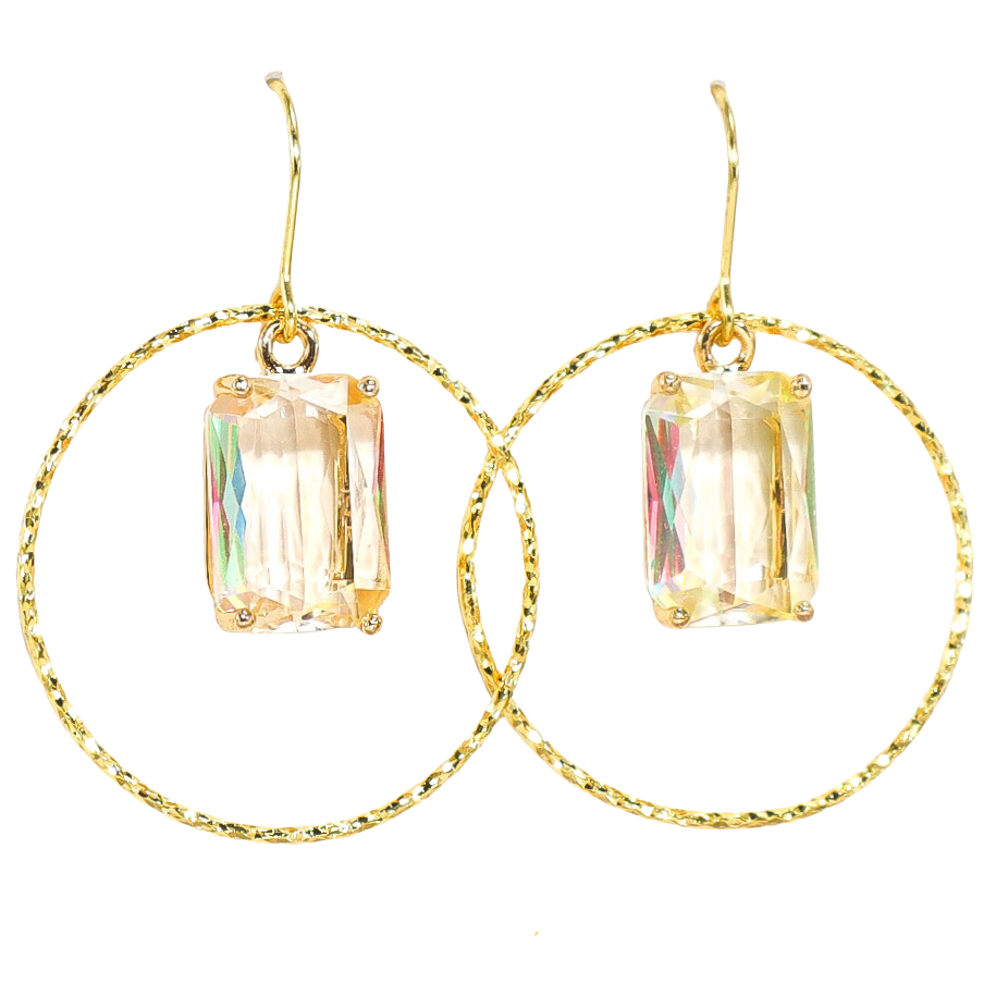 Iridescent Yellow & Gold Dangle Earrings