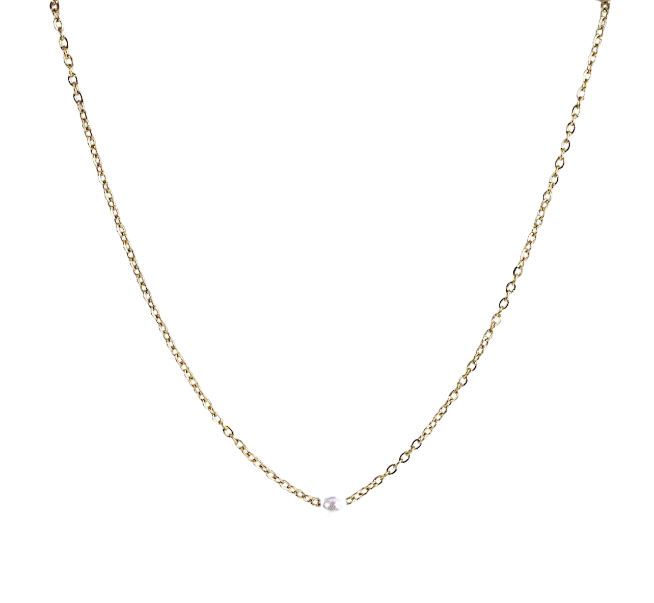 Gold Delicate Pearl Short Stainless Steel Necklace