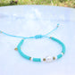 Teal Nation Adjustable Pearl & Clay Bracelet