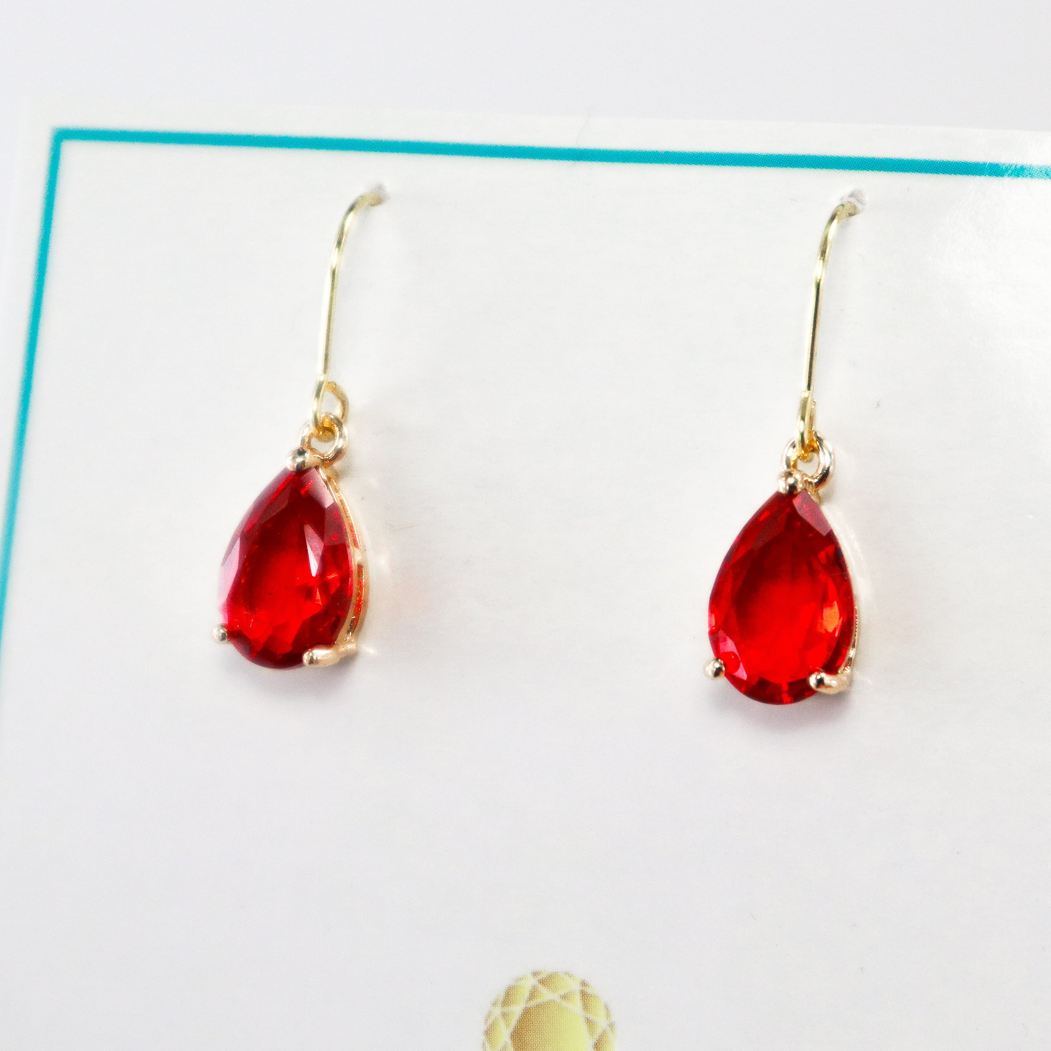 Dainty Red Crystal Earrings
