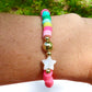 Mother of Pearl Pink & Rainbow Colorblock Bracelet