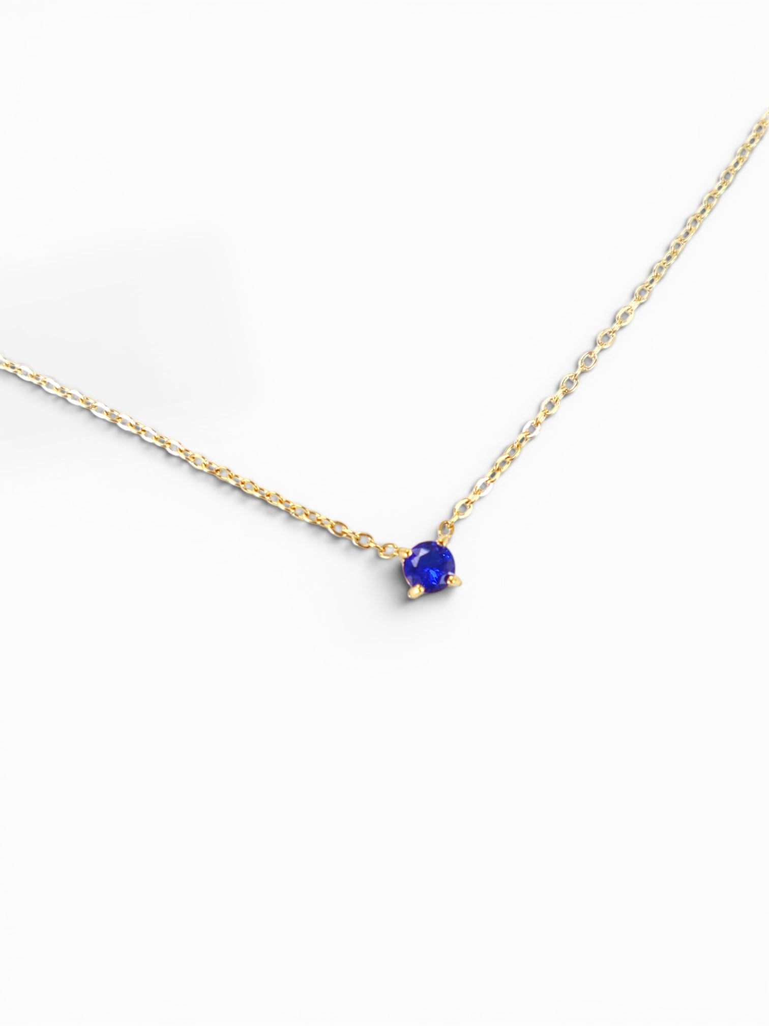 Dainty Royal Blue Sapphire September Birthstone Necklace