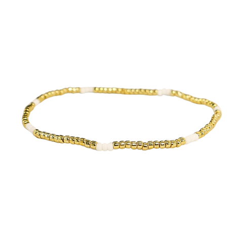 Dainty Gold & White Seed Bead Bracelet – Golden Zen Boutique LLC