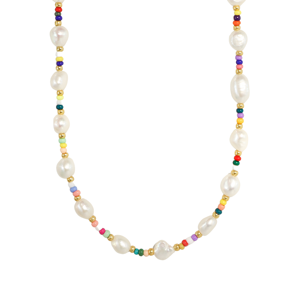 Rainbow Beaded Fresh Water Pearl Choker Necklace