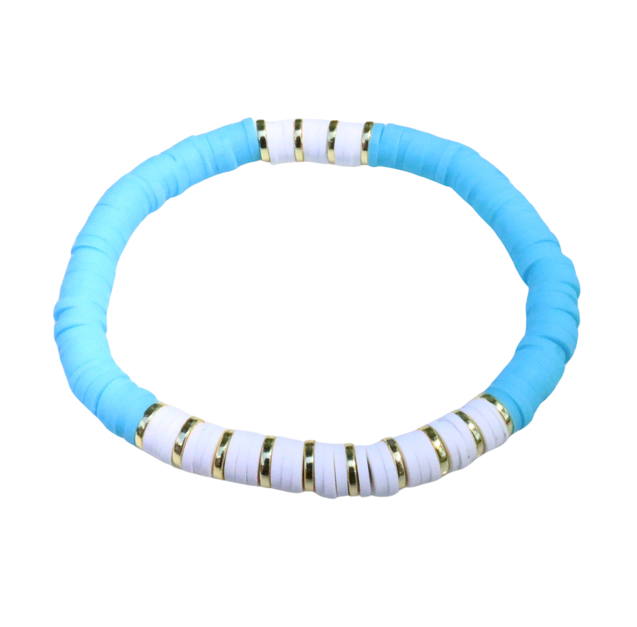 Blue, White & Gold Clay Bracelet