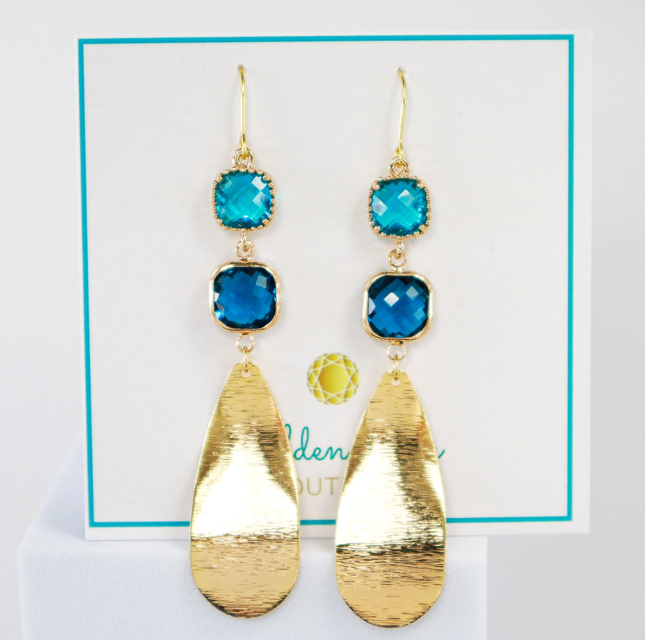 Topaz & Sapphire Crystal Blue Statement Earrings