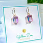 Fluorescent Purple Emerald Cut Gem Earrings