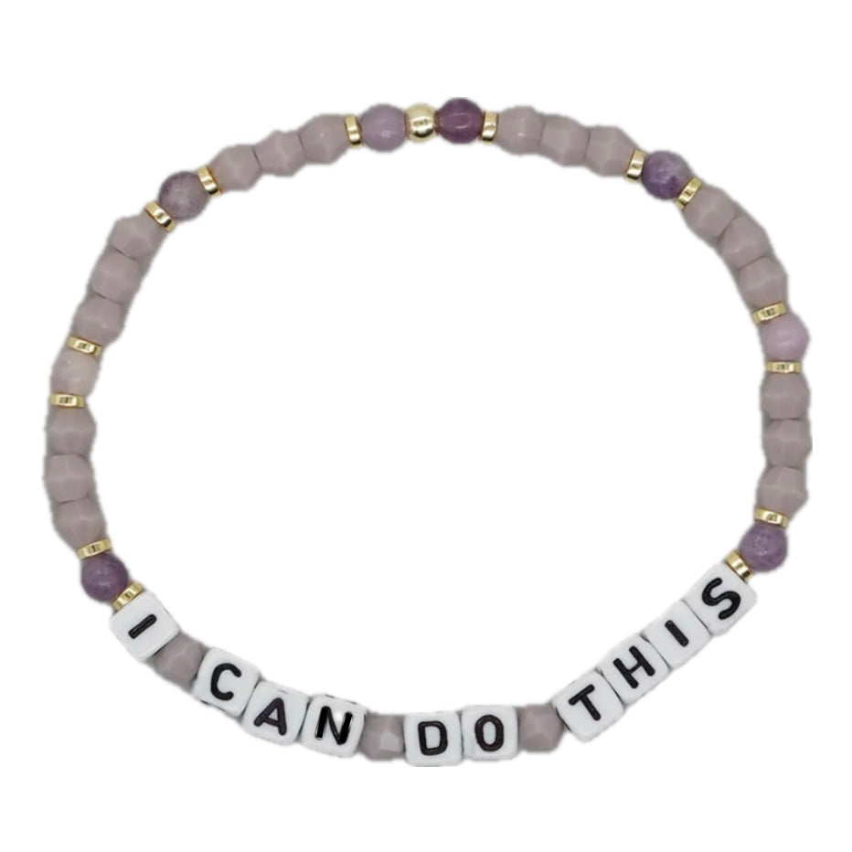 I Can Do This Purple Crystal Word Bracelet
