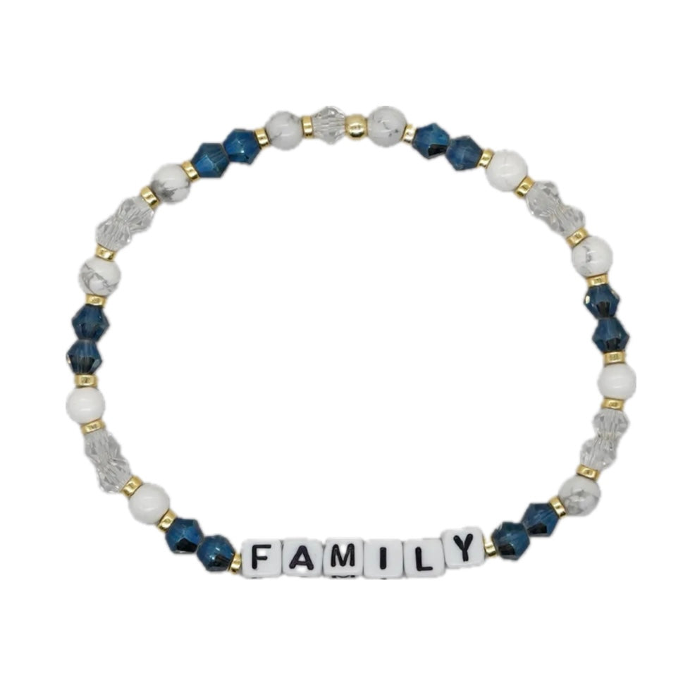 Family Navy Blue Crystal Word Bracelet