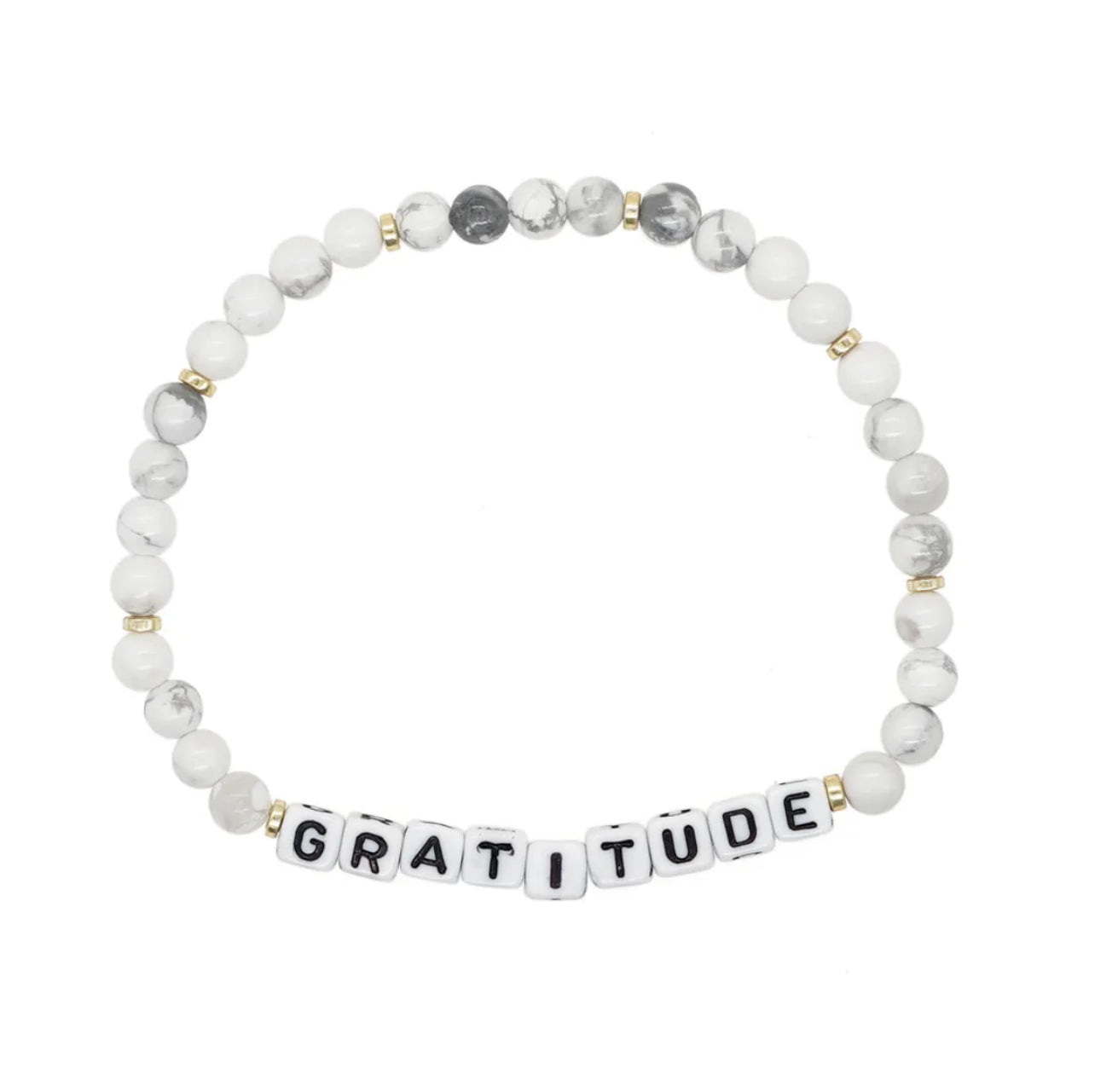Gratitude White Howlite Gemstone Word Bracelet
