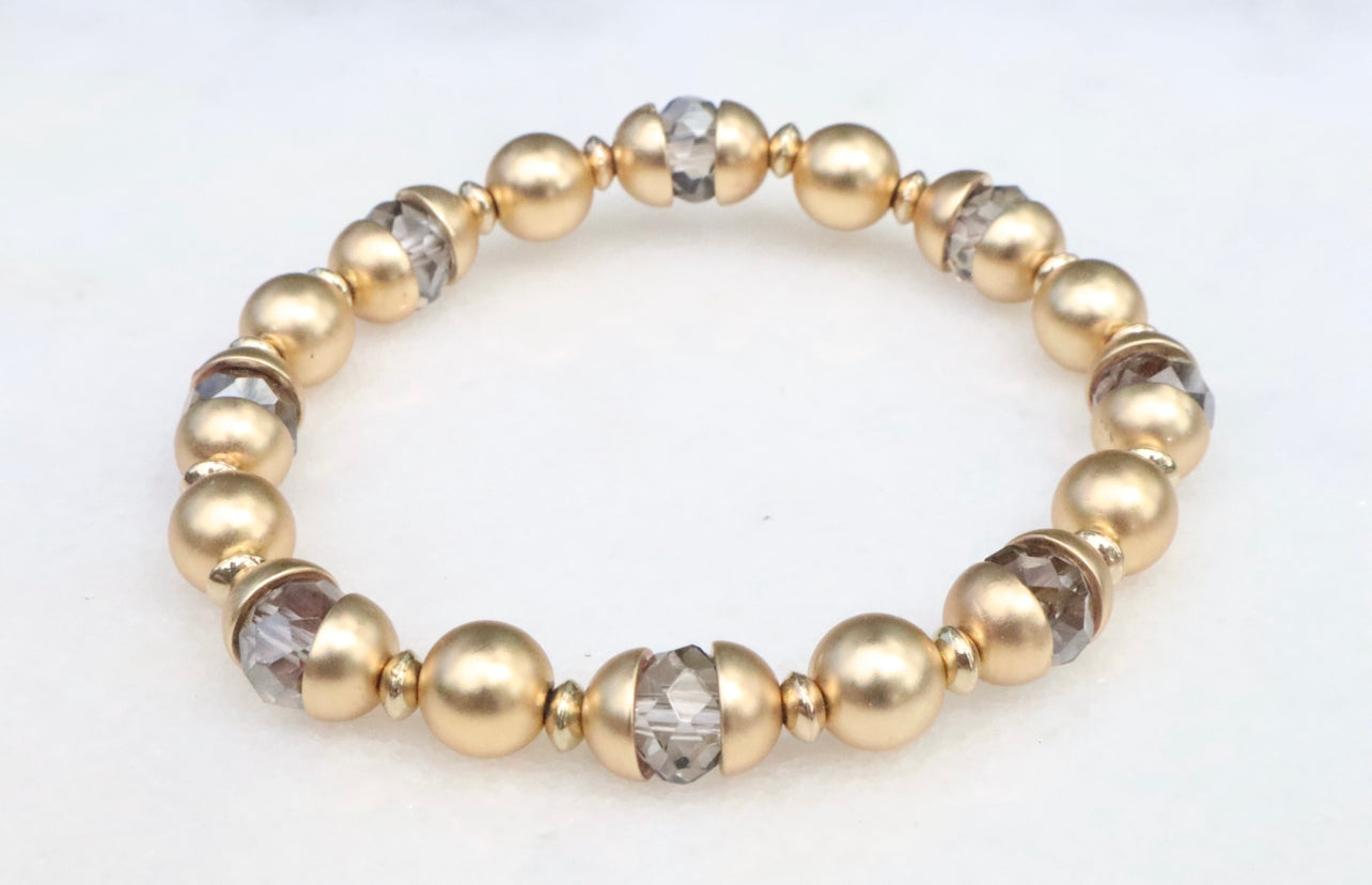 Matte Gold & Grey Crystal Bracelet