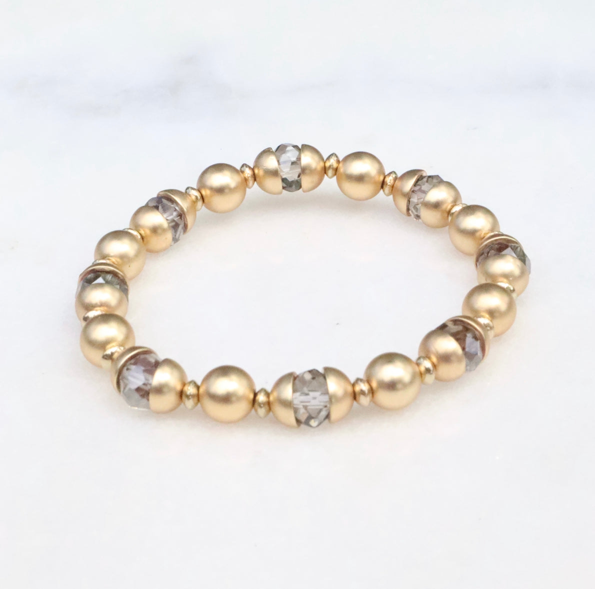 Matte Gold & Grey Crystal Bracelet