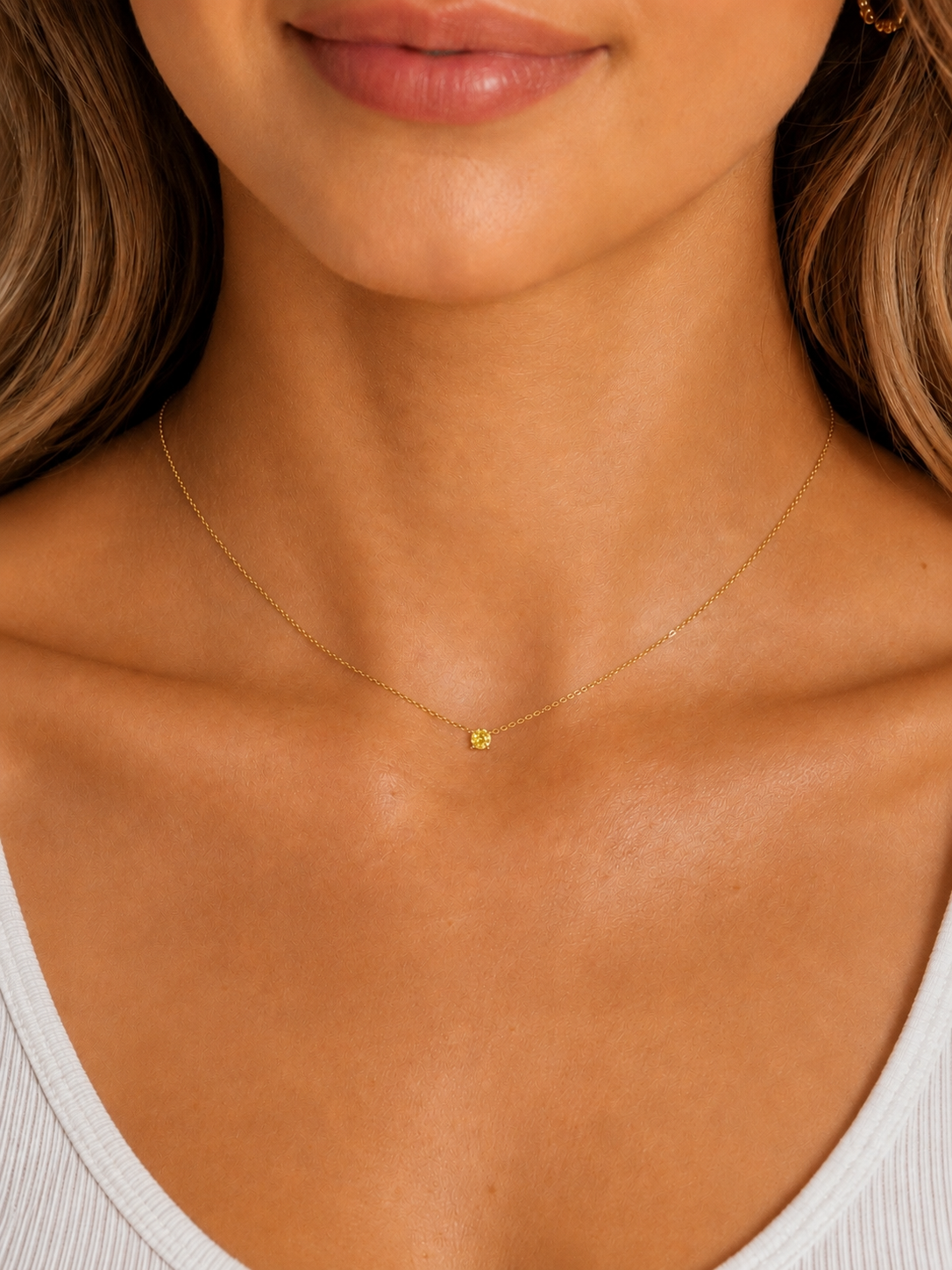 Dainty Yellow Citrine November Birthstone Necklace
