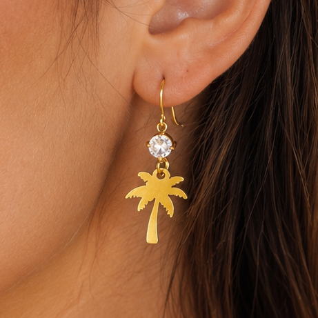 Golden Crystal Palm Springs Dangle Earrings