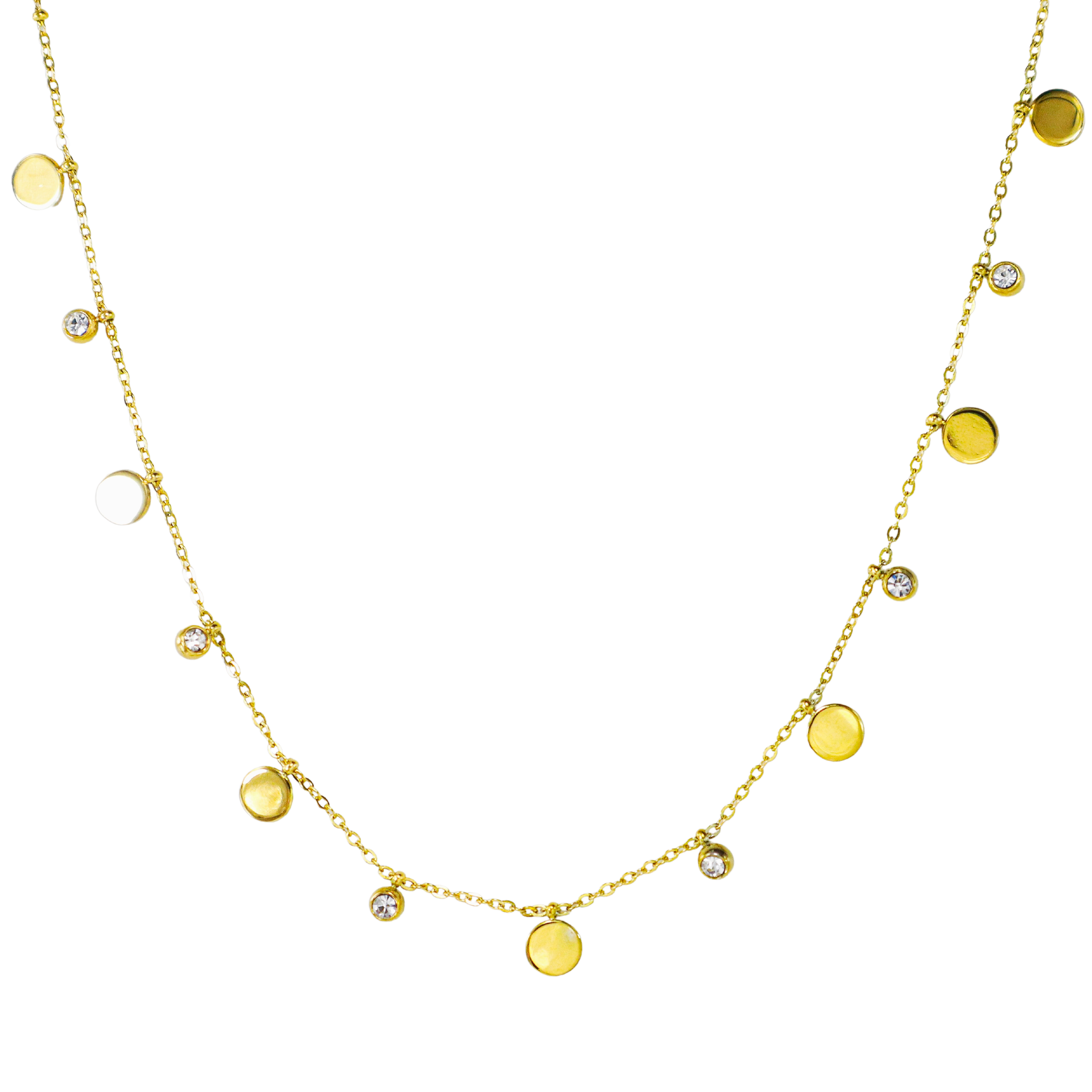 Gold Medallion Charm Diamond Charm Necklace