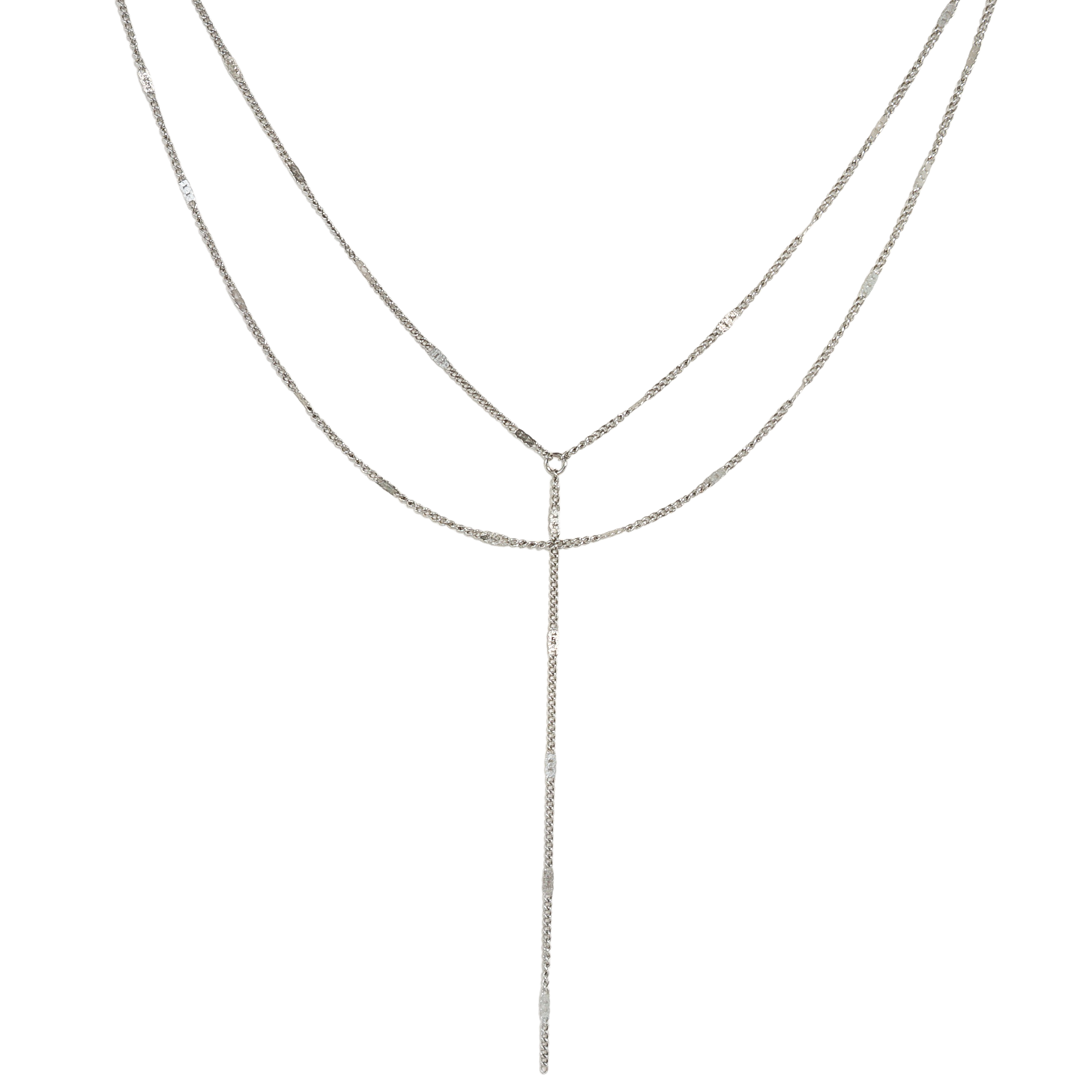 Silver Layered Lariat Necklace