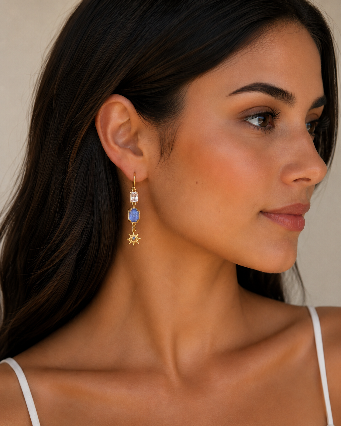 Sunlit Gold & Royal Sapphire Dangle Earrings