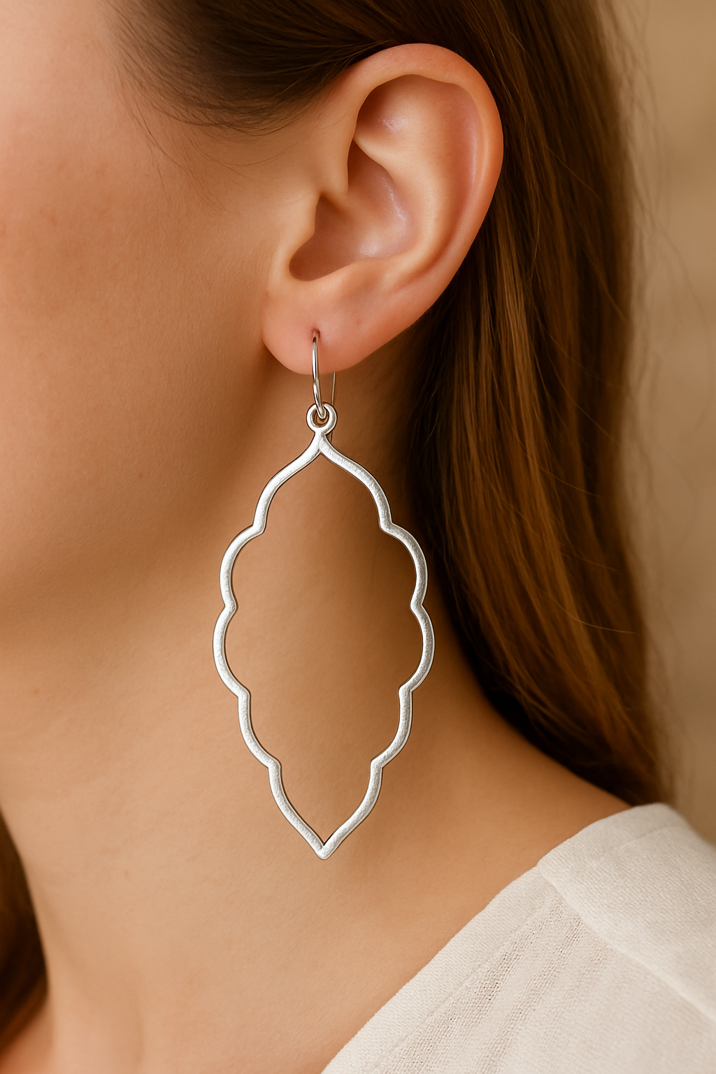 Monaco Long Silver Statement Earrings