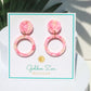 Tropical Pink Dangle Stud Earrings