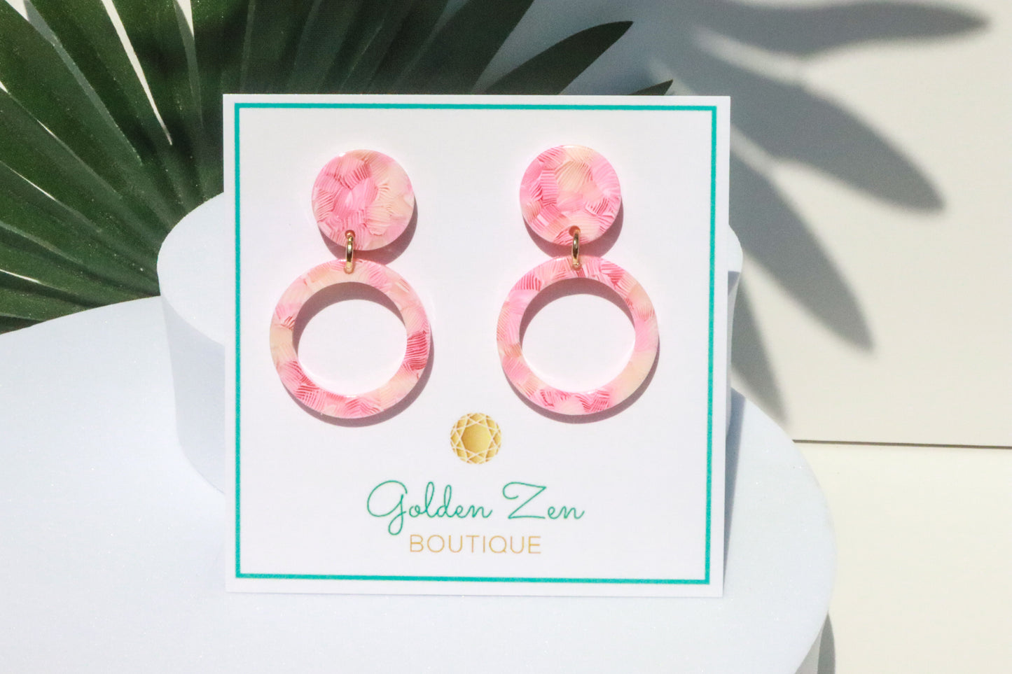 Tropical Pink Dangle Stud Earrings