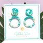Tropical Blue Dangle Stud Earrings