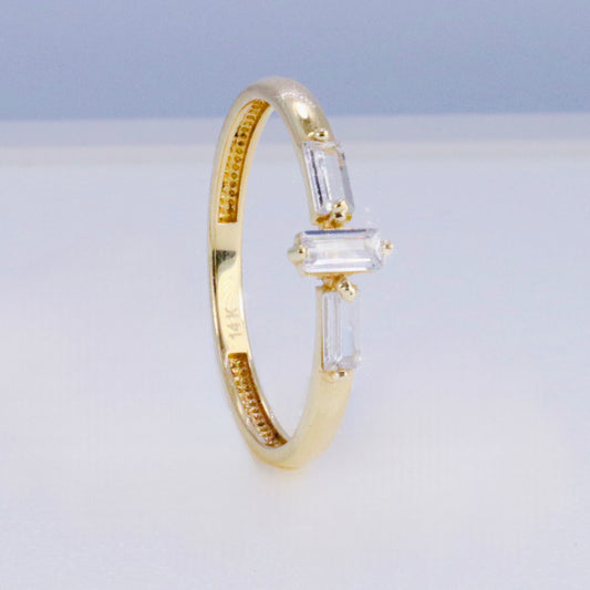 14k Gold Baguette CZ Ring Size 7.5