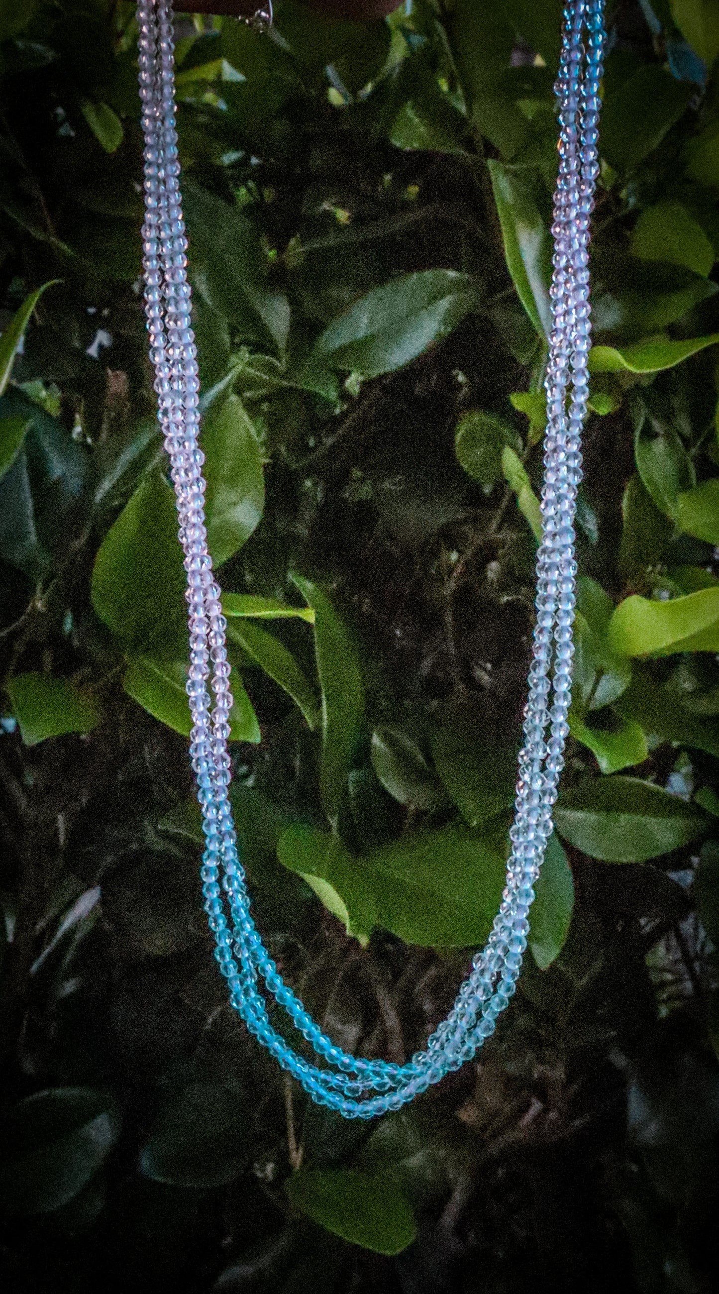 Tri Layer Cotton Candy Pink & Blue Ombre Crystal Necklace