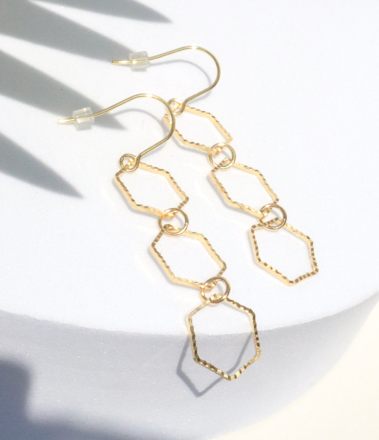 Glittering Gold Lightweight Hexagon Earrings