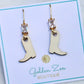 Diamond Baguette & Wood Cowgirl Boot Earrings