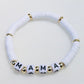 Mama White Clay Word Bracelet