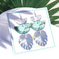 Tropical Turquoise Clay & Silver Palm Leaf Statement Earrings