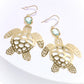 Caribbean Blue & Gold Sea Turtle Earrings