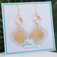 2 Tone Gold & Silver Diamond Hammered Dangle Earrings