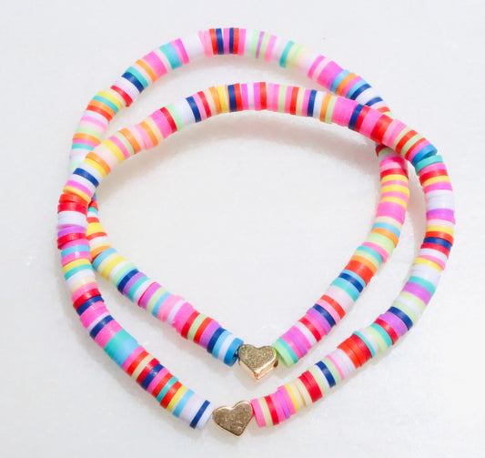 Colorful Clay Heart Bracelet