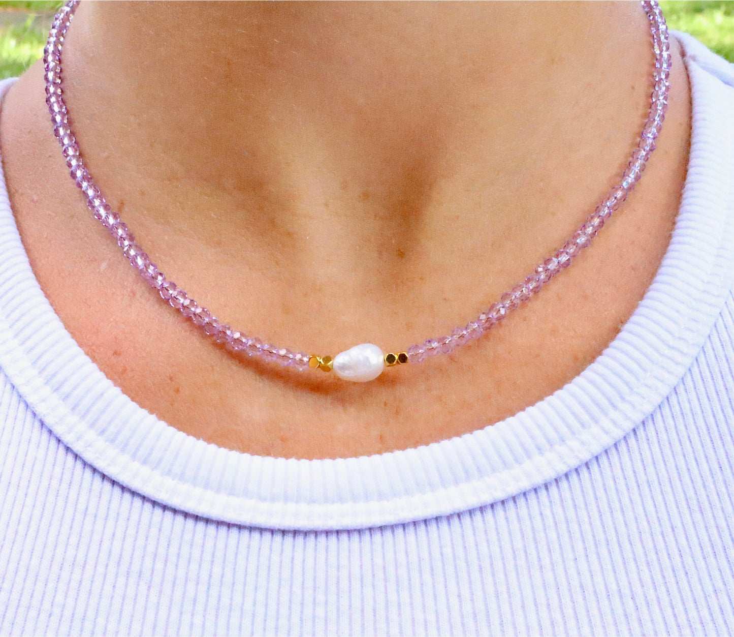 Amethyst Purple Crystal Necklace