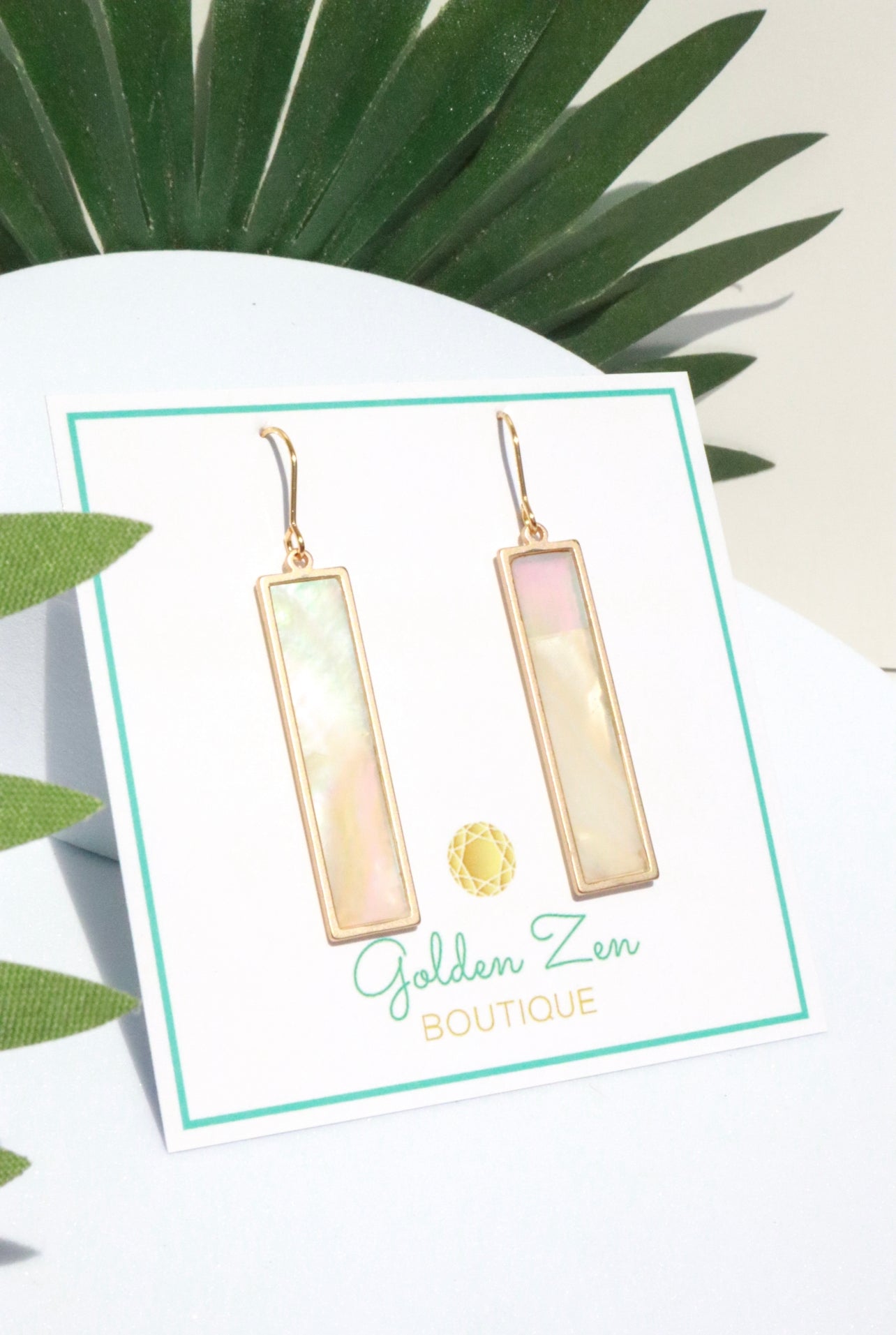 Mother Of Pearl Rectangle Earrings