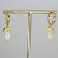 Fresh Water Pearl Crescent Moon Gold Hoop Earrings