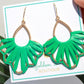 Emerald Coast Electric Green Raffia Wrapped Earrings