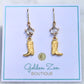 Elegant Diamond & Gold Cowgirl Boot Earrings